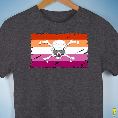 Lesbian Pride Pirate Flag Premium Unisex T-Shirt - Dark Grey Heather